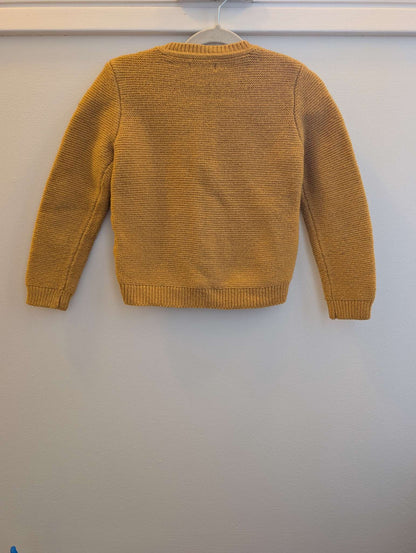 Girls Okaidi Gold / Yellow Curry Zipper Cardigan Knit long sleeve Sweater,  size 5T, Kids 5/5T