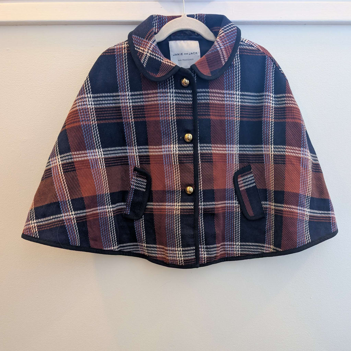 Girls Janie and Jack Plaid Cape / Poncho, size 5T, new, Kids 5/5T