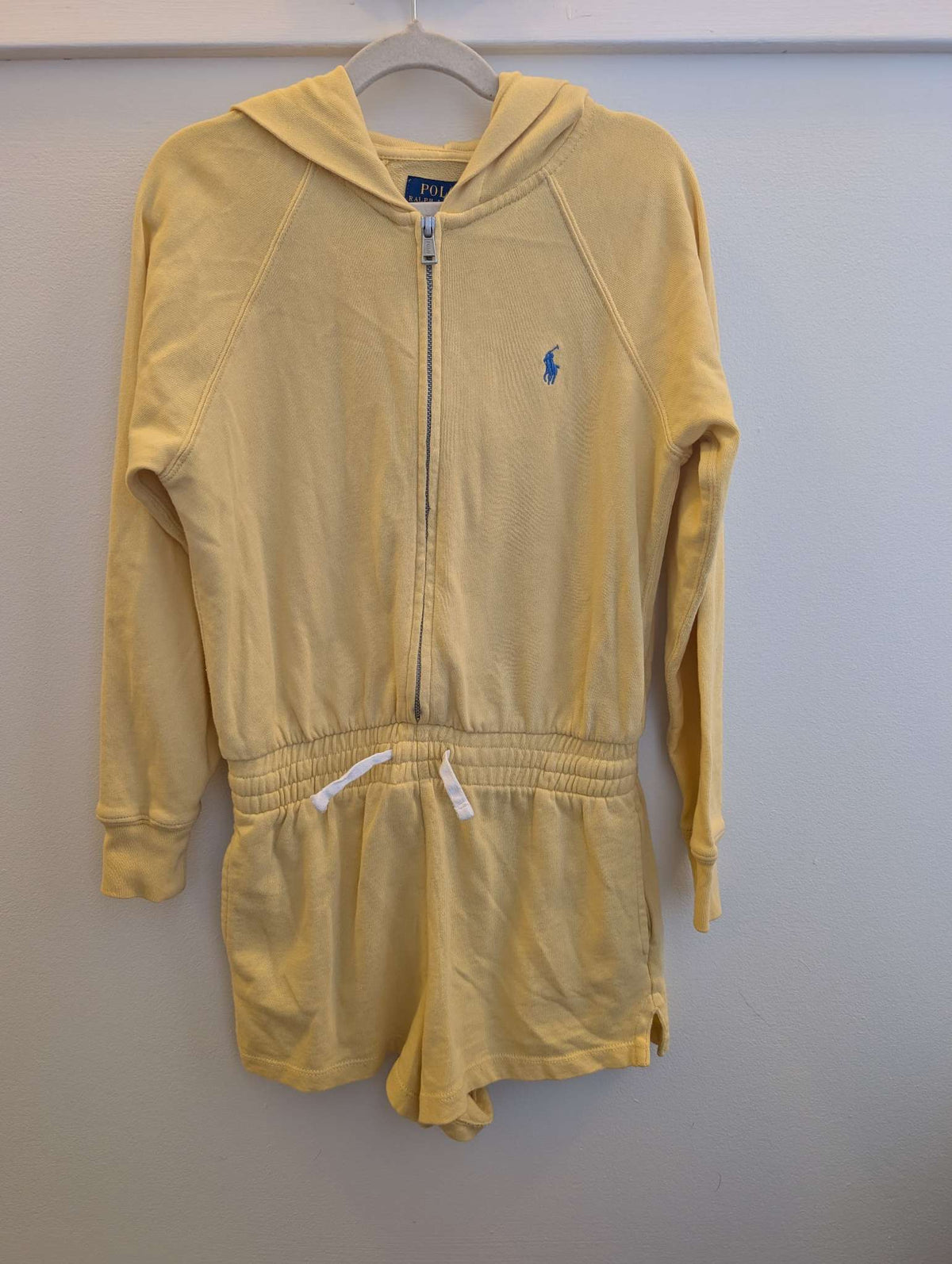 Girls Polo Ralph Lauren Yellow Hooded One Pice Romper, Size 8-10, Kids 8