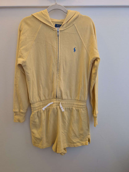 Girls Polo Ralph Lauren Yellow Hooded One Pice Romper, Size 8-10, Kids 8
