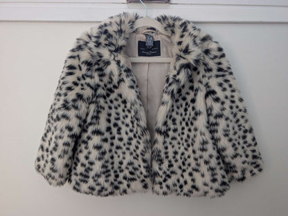 Zara Kids 3T - 4T Animal Print Faux Fur Plush Mid Length Jacket. Like New., Kids 3T