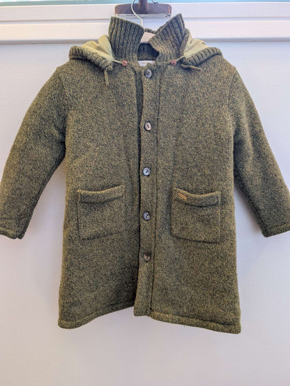 Dearbaby Knit Insulated Lined Pea Coat, olive green, kids size 4T, Kids 4/4T