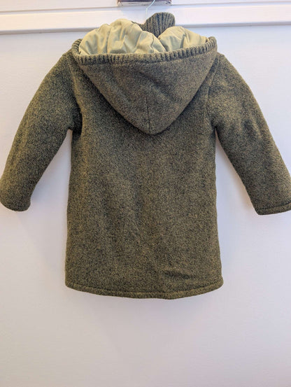 Dearbaby Knit Insulated Lined Pea Coat, olive green, kids size 4T, Kids 4/4T