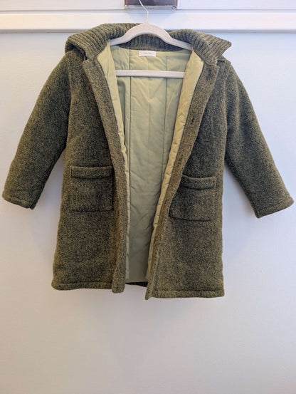 Dearbaby Knit Insulated Lined Pea Coat, olive green, kids size 4T, Kids 4/4T