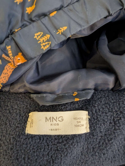 Mango Boy Girl Unisex Navy Brown Bear Kids Hooded Puffer Vest 3T, Kids 3T