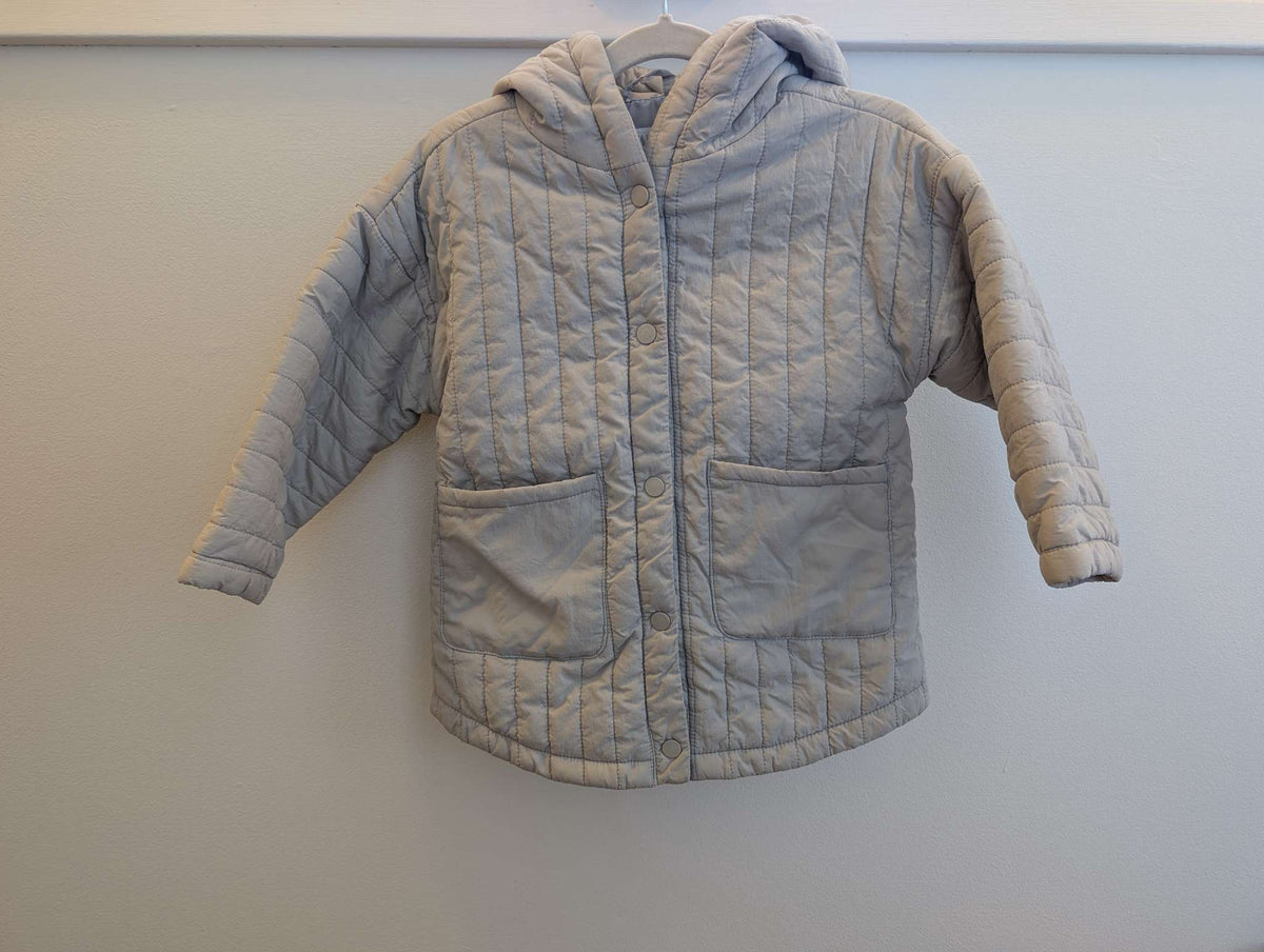 Girls Grey Quilted Zara toddler Light Spring / Fall Puffer Jacket 2T, Kids 2T