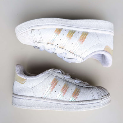 Girls White Rainbow Adidas Gazelle Superstar, Toddler size 6, Shoes 6 (Walkers:12-24 mth)