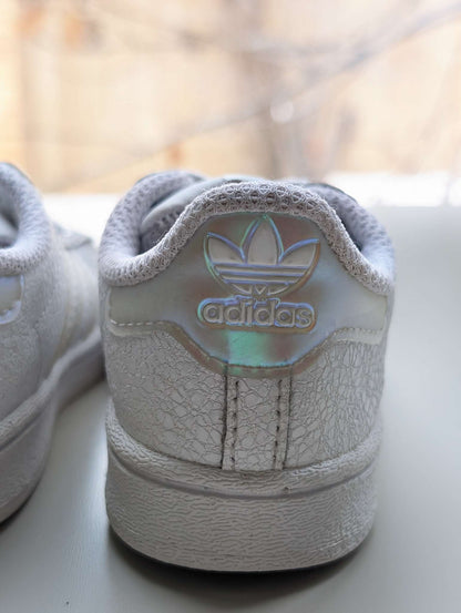 Girls White Rainbow Adidas Gazelle Superstar, Toddler size 6, Shoes 6 (Walkers:12-24 mth)