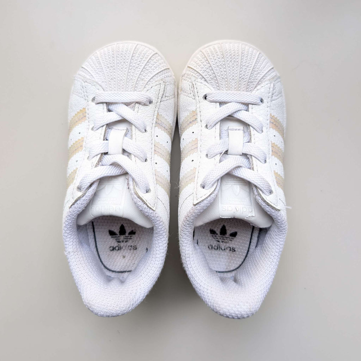 Girls White Rainbow Adidas Gazelle Superstar, Toddler size 6, Shoes 6 (Walkers:12-24 mth)