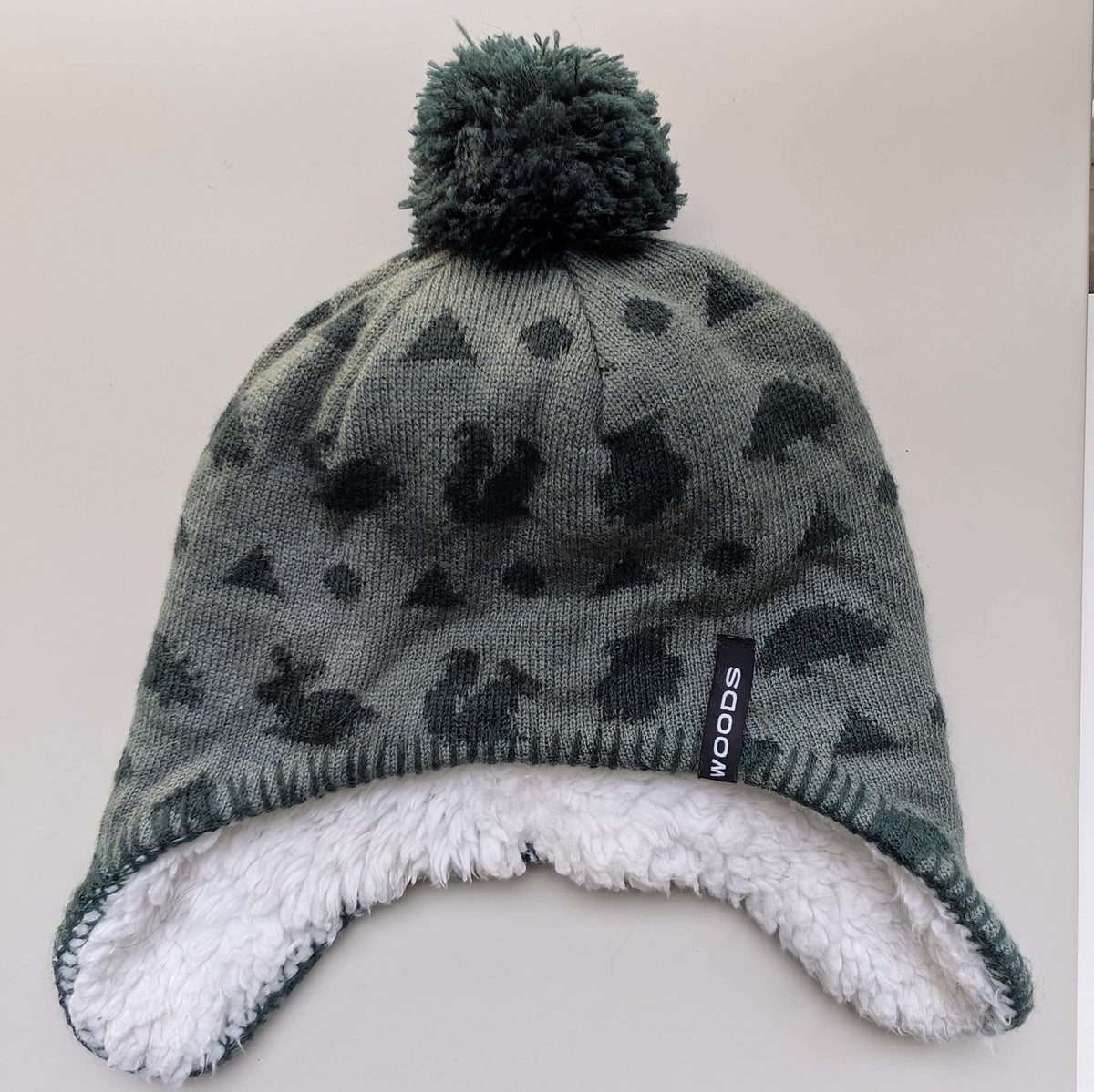 Toddler Boy Girl Kids Green pom pom Woods touque
