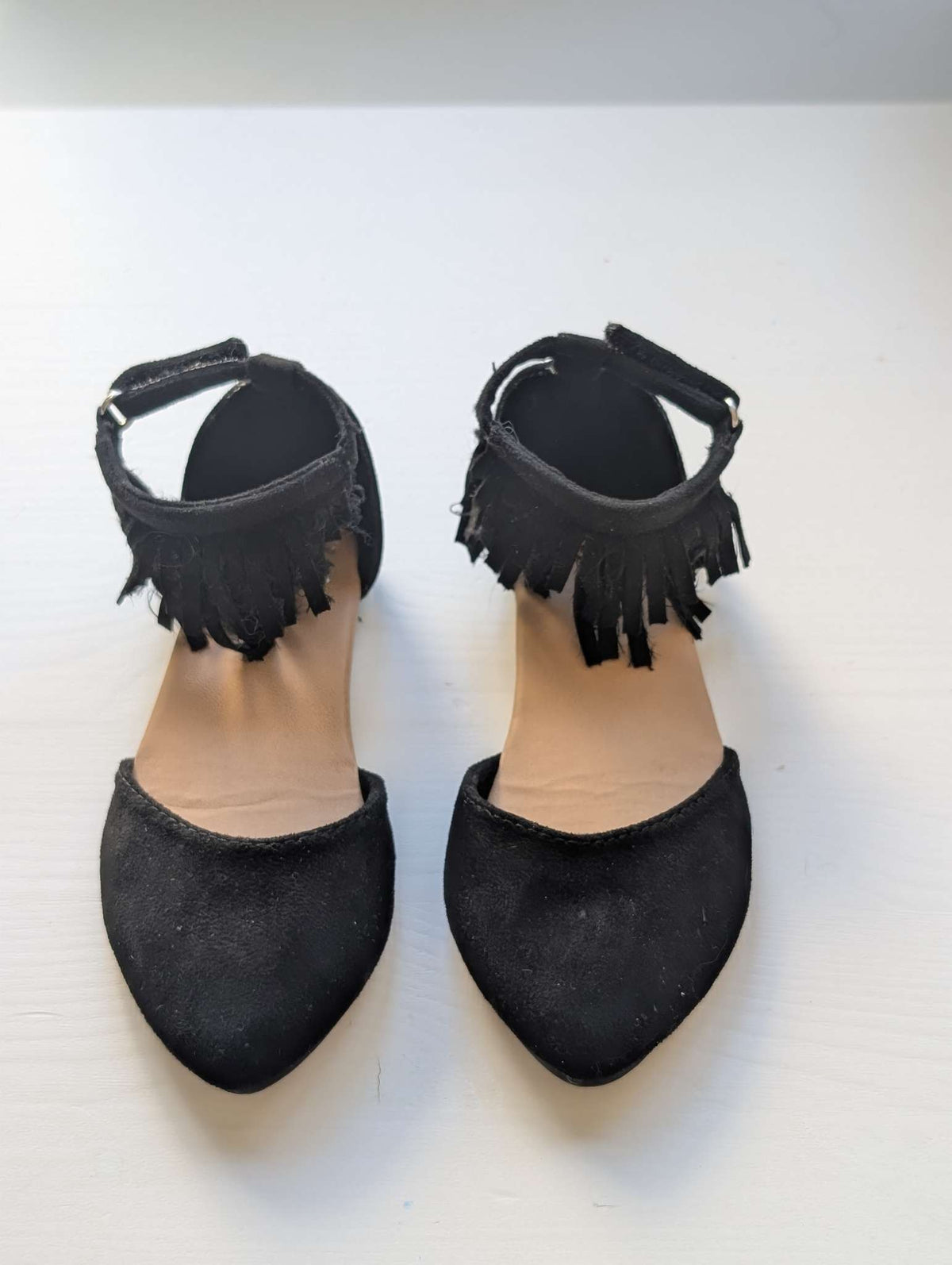 toddler Girl vegan suede ankle fringe dress shoes, size 6, Shoes 6 (Walkers:12-24 mth)