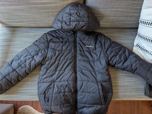 Boys Black / Camo Eddie Bauer Puffer / Sherpa Fleece Reversible Jacket size L (10/12), Kids 10