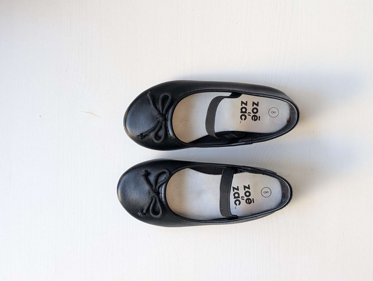 Zoe & Zac Girls Toddler Black Ballet Flats, Size 8, Shoes 8 (Toddler:2-4yr)