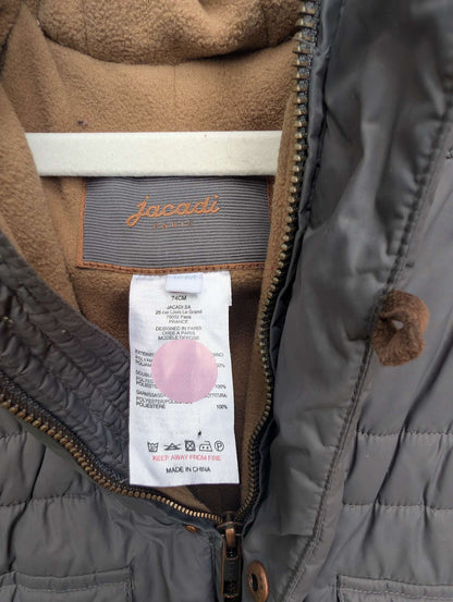 Jacadi Paris Chic Grey Faux Fur hooded Pramsuit Bunting Fleece-Lined Snowsuit w/ Mittens, 12M, Kids 12 Month (9-12M)