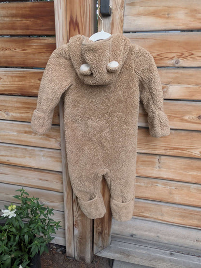 The North Face Infant Campshire One-Piece Fleece Sherpa Teddy Suit - Beige Brown 12-18M, Kids 18 Month (12-18M)