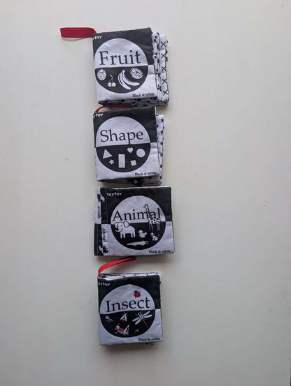 Teytoy Black & White Cloth Baby Books Set of 4 High Contrast Sensory Newborn