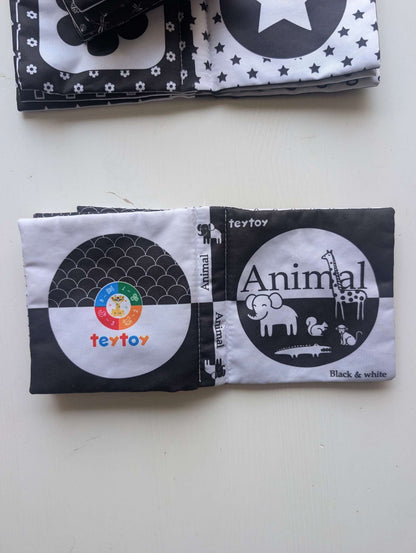 Teytoy Black & White Cloth Baby Books Set of 4 High Contrast Sensory Newborn