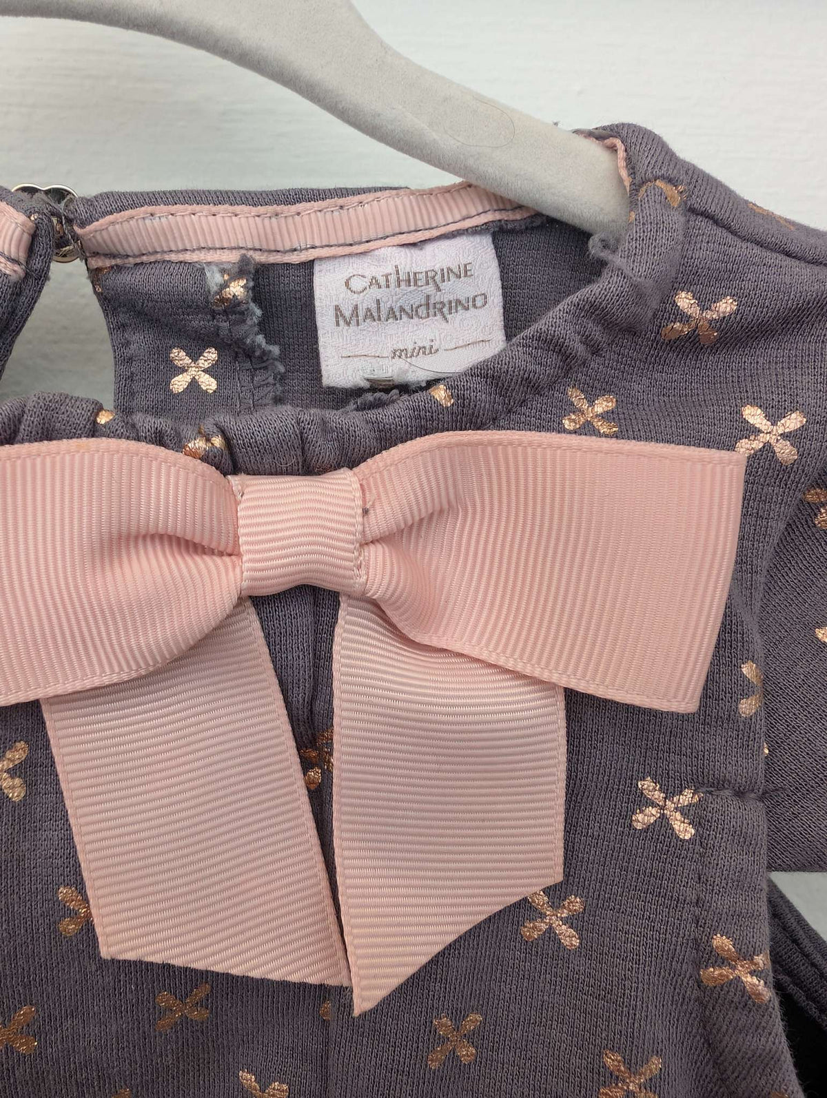 Catherine Malandrino Flutter Sleeve Pocket A-Line Dress, Grey Gold Pink 6-12M (no size Tag), Kids 6 Month (3-6M)