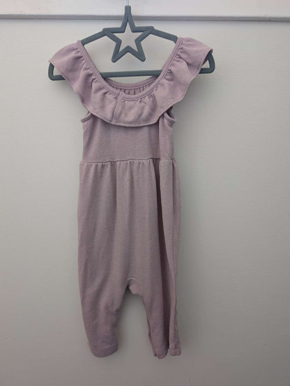 Baby Gap Pink Flutter Sleeve Pleated Knit Romper, Baby Girl 3-6 Months, Kids 6 Month (3-6M)
