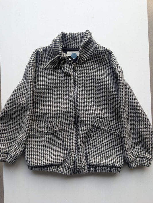 Zara Kids Black & White Houndstooth Zip-Up Jacket - Size 6, Kids 6/6X