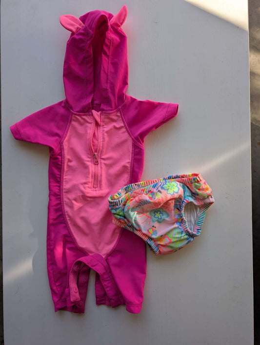 Baby Girl Pink Swimsuit Set - George 0-3M, Kids 3 Month (0-3M)