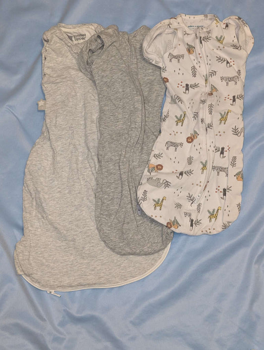 Zipper Swaddles 0-4 months Bundle of 3, 0-3 Months (Newborn)