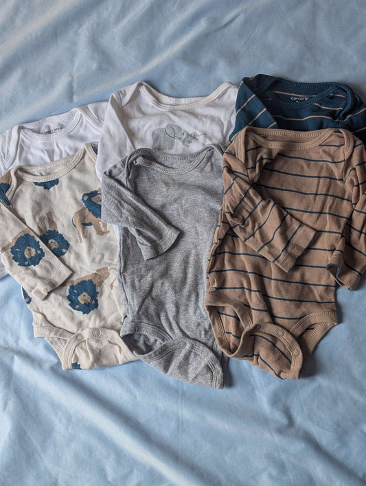 Long Sleeve Onsie Bundle of 6 (0-3M)3M, Kids 3 Month (0-3M)