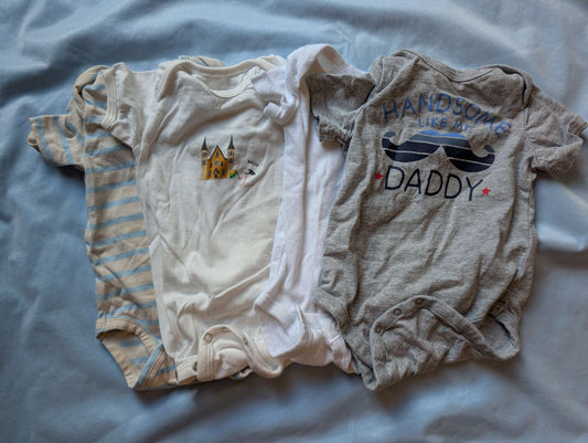 Boys Short Sleeves Onesie ( Bundle of 4) 3-6M, Kids 6 Month (3-6M)