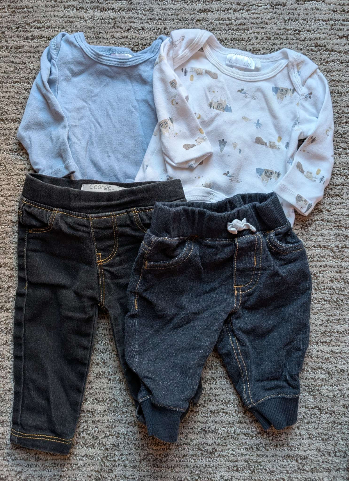 Boy Outfits (Long sleeve and Pants) Bundle of 2. (3-6M), Kids 6 Month (3-6M)