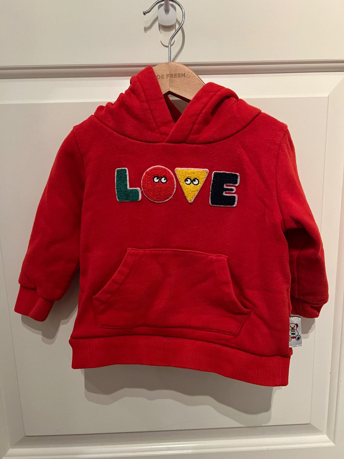 STRIPES HBC - Red Hoodie with LOVE  18-24m , Kids 24 Month (18-24M)