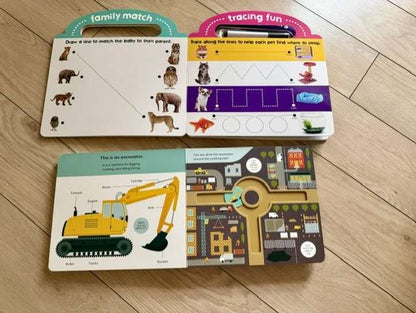 Bundle of 2 books (Building site book and Preschool fun write and wipe book) ( Age 2 - 5)