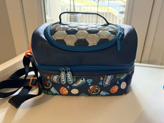 Kids Double Decker Cooler Insulated Lunch Bag (Soccer themed)