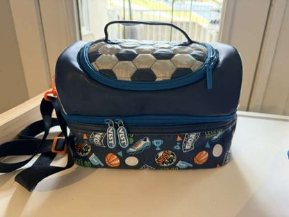 Kids Double Decker Cooler Insulated Lunch Bag (Soccer themed)