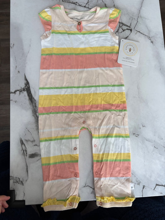 Burt’s Bees- Girls Striped Romper, 6-9M NWT, Kids 9 Month (6-9M)
