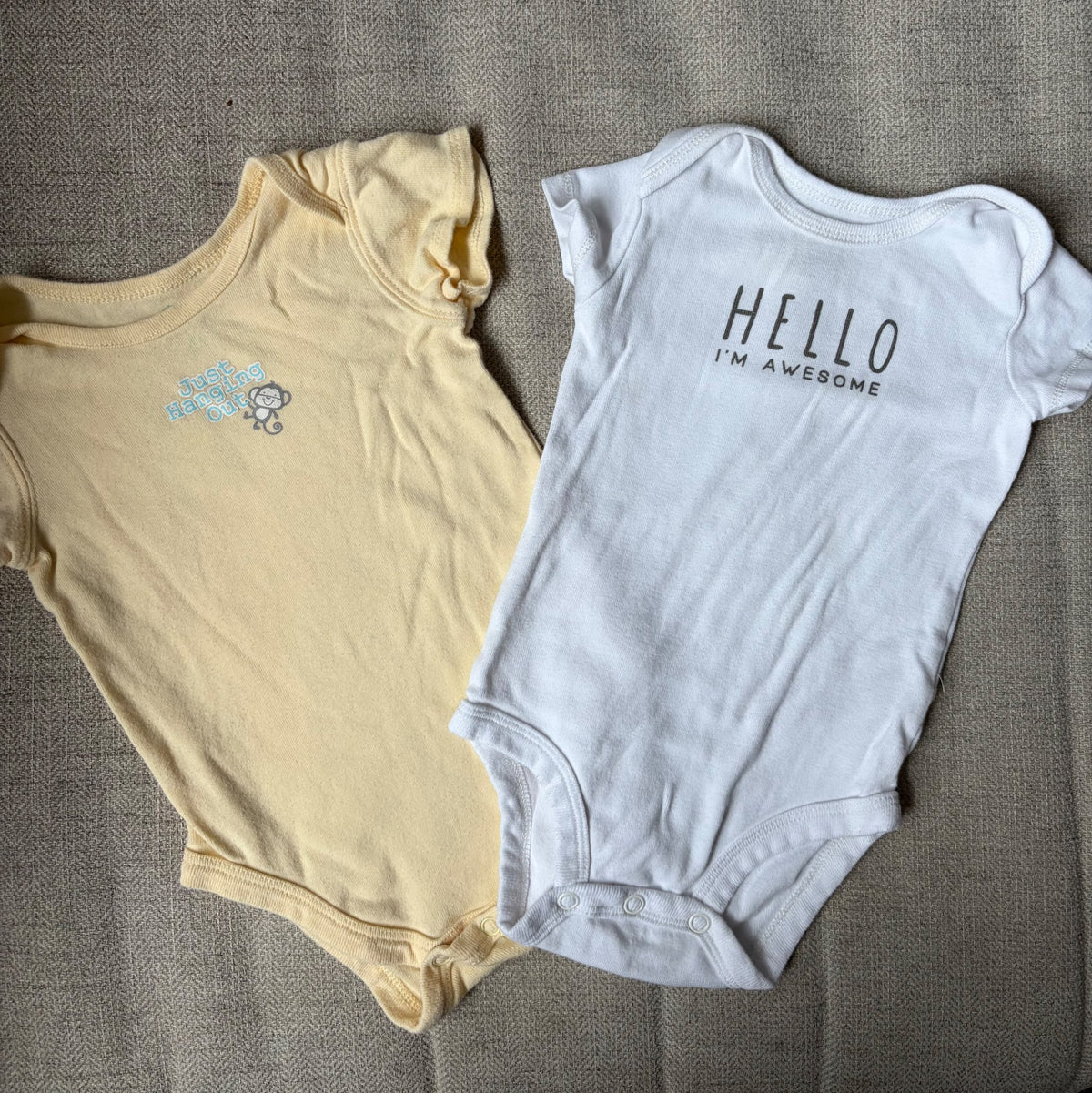 T-Shirt Bundle- Monkey & Hello, 3-6M, Kids 6 Month (3-6M)
