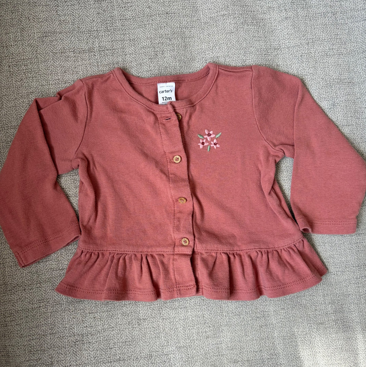 Carter’s Long Sleeve Flower Shirt, 6-12M, Kids 12 Month (9-12M)
