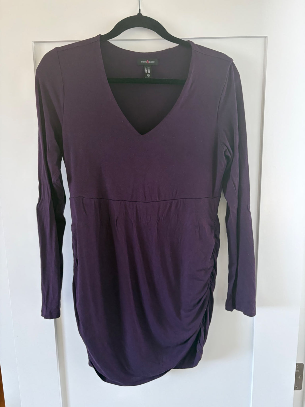 Stork & Babe- long sleeve maternity shirt- dark purple- medium- EUC, Maternity M (8-10)