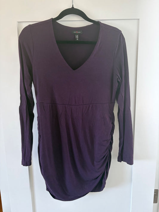 Stork & Babe- long sleeve maternity shirt- dark purple- medium- EUC, Maternity M (8-10)