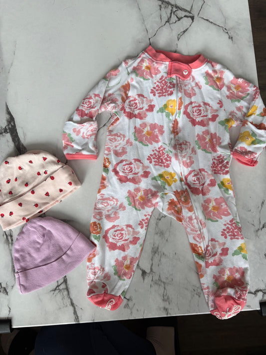 Newborn bundle- Flower Onesie and Hats, Kids Newborn