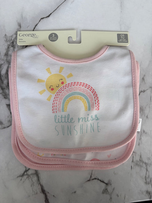 Girls Soft Bibs- 3pk NWT