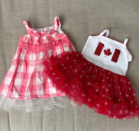 Girls Dress Bundle- Canada & Plaid, 3M, Kids 3 Month (0-3M)