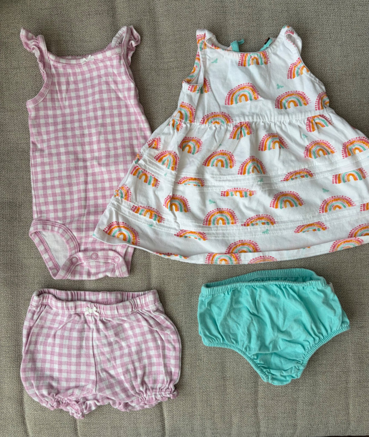 Girls Summer Bundle- plaid & rainbows, 3M, Kids 3 Month (0-3M)
