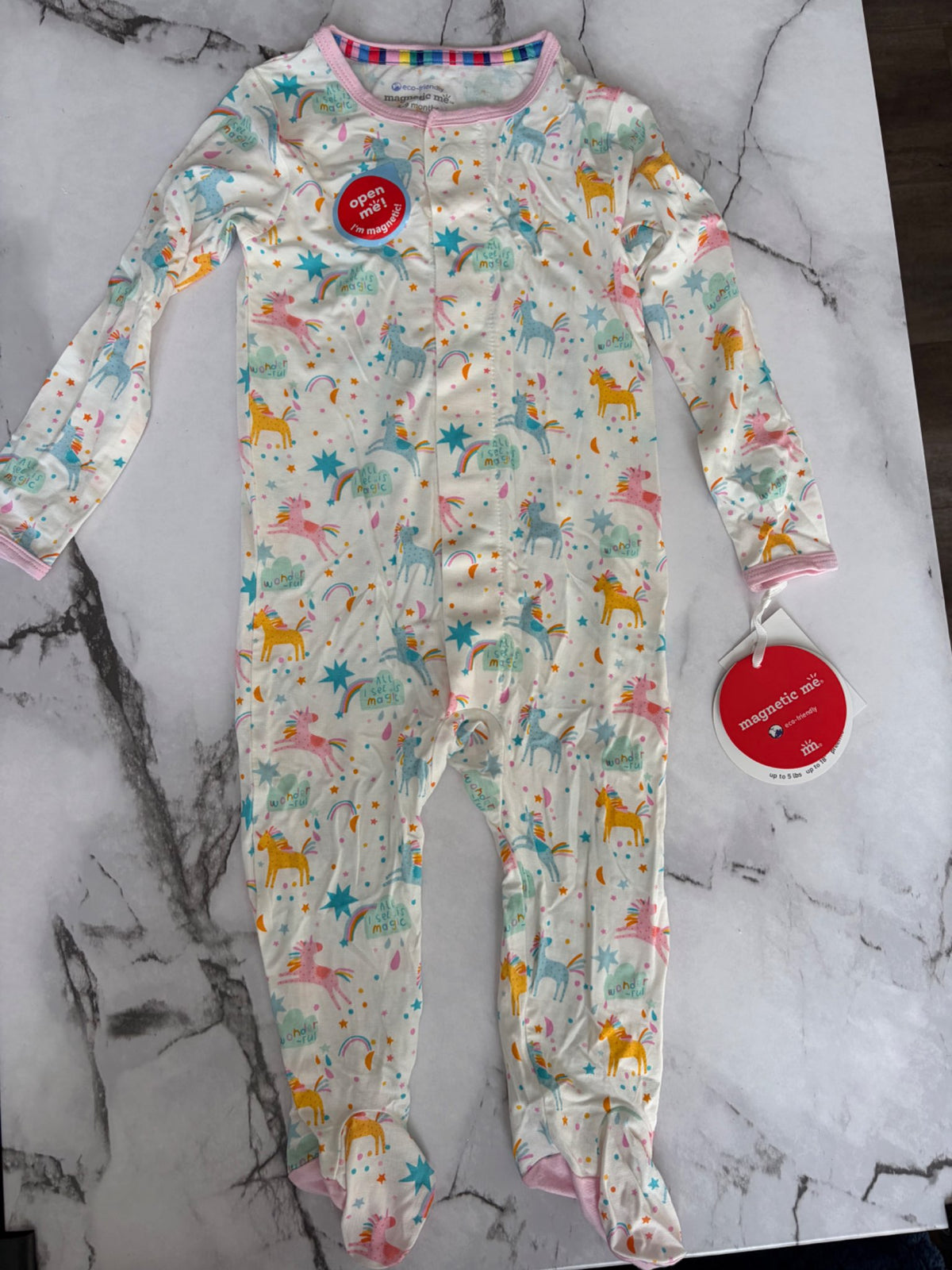 Magnetic Me- Girls Unicorn Sleeper Onesie 6-9M NWT, Kids 9 Month (6-9M)