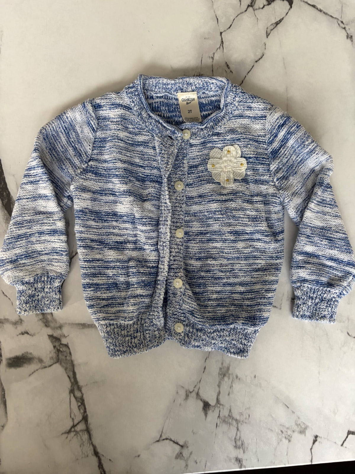 Blue flower button-up sweater, 2T, Kids 2T
