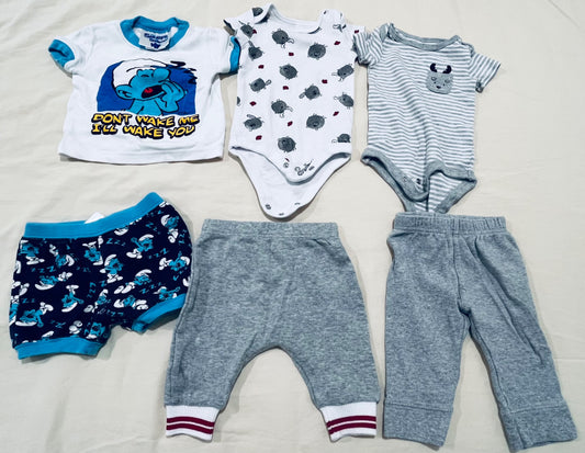 Top and Bottom 3-pair Combo 0-3 months, Kids 3 Month (0-3M)