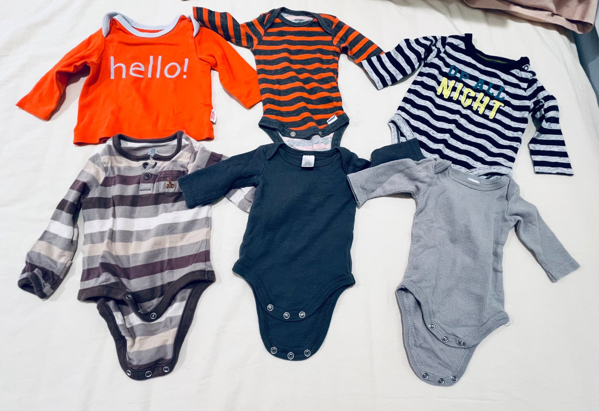 Long-sleeves 6-pack (assorted brands) 0-3 months, Kids 3 Month (0-3M)