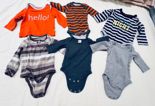 Long-sleeves 6-pack (assorted brands) 0-3 months, Kids 3 Month (0-3M)