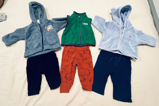 Hoodie/vest and pants combo (assorted brands) 3-6 months, Kids 6 Month (3-6M)