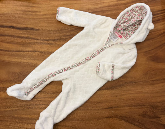Penelope Mack Ltd - White Girls fleecy bunting suit 6-9 months , Kids 9 Month (6-9M)