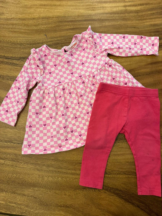 Joe Fresh - pink heart set 3-6 months, Kids 6 Month (3-6M)